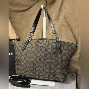 Coach F27580 Mini Kelsey Smoke Canvas Satchel Bag - Black